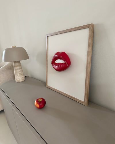 Handgemaakt kunstwerk met 3D mond  - 47 x 47 cm (maat M)