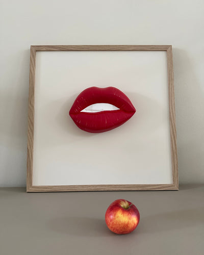 Handgemaakt kunstwerk met 3D mond  - 47 x 47 cm (maat M)