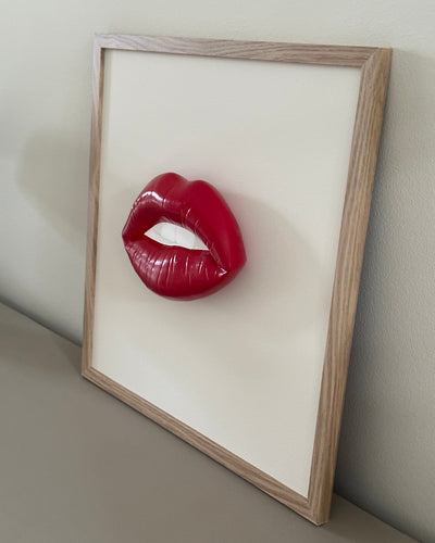 Handgemaakt kunstwerk met 3D mond  - 47 x 47 cm (maat M)