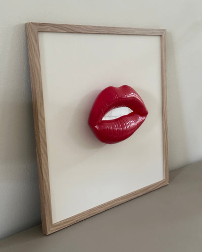 Handgemaakt kunstwerk met 3D mond  - 47 x 47 cm (maat M)