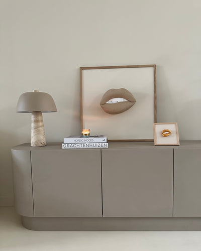 Handgemaakt kunstwerk met 3D mond (maat L) - 62 x 62 cm