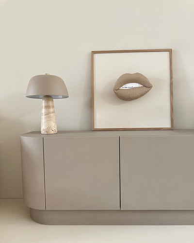 Handgemaakt kunstwerk met 3D mond (maat L) - 62 x 62 cm