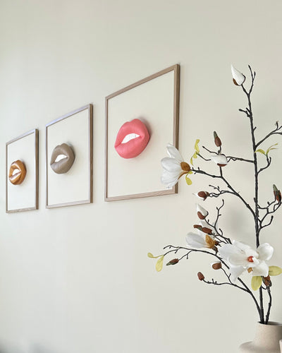 Handgemaakt kunstwerk met 3D mond  - 47 x 47 cm (maat M)